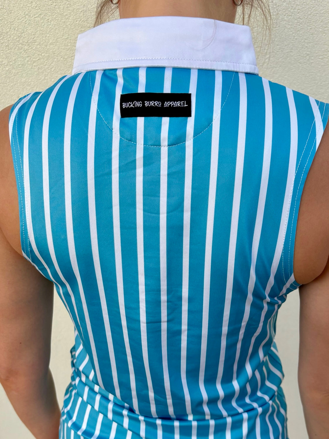 Women’s Sleeveless Polo - Pinstripes